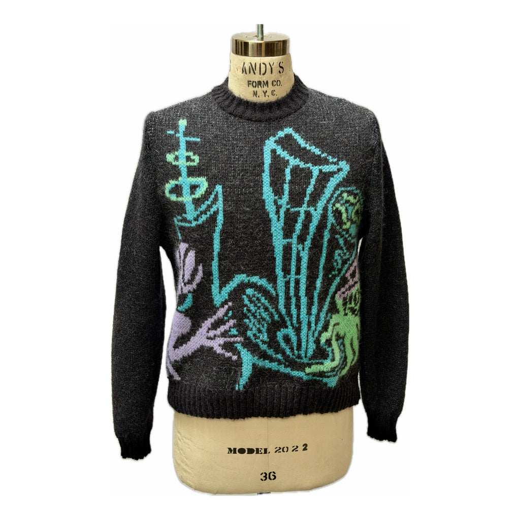 "Aliens Invade" Long Sleeve Mohair Crewneck