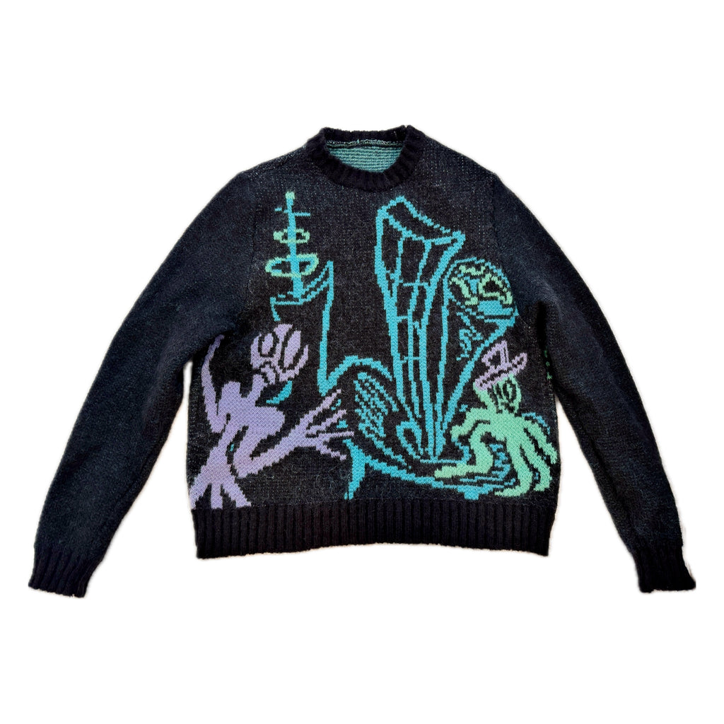 "Aliens Invade" Long Sleeve Mohair Crewneck